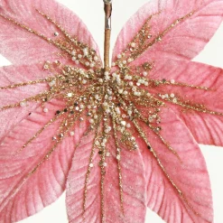 Pink Velour Fan Flower Clip with Jewel Centre Christmas Flowers|