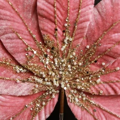 Pink Velour Fan Flower Clip with Jewel Centre Christmas Flowers|