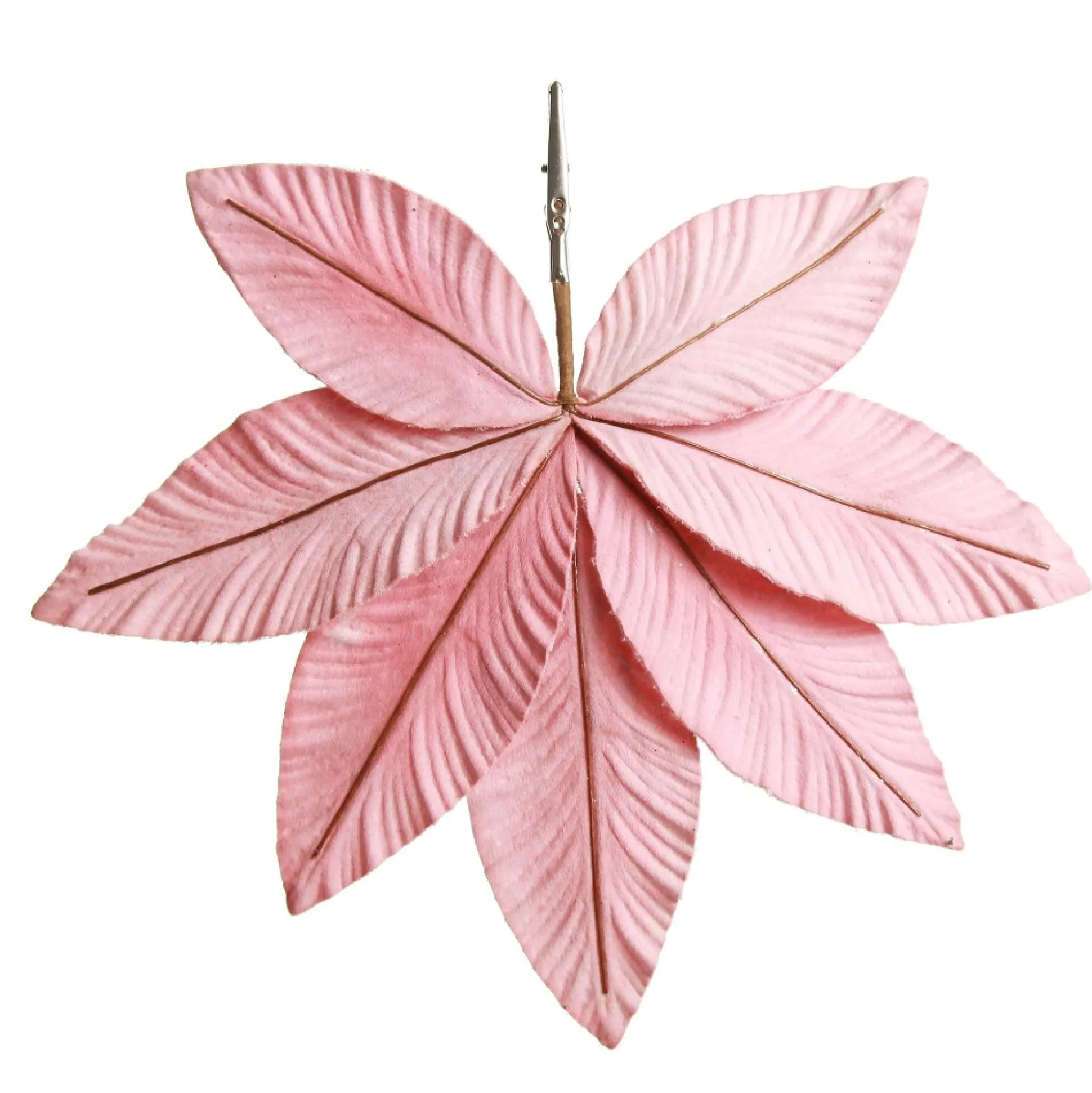 Pink Velour Fan Flower Clip with Jewel Centre Christmas Flowers|