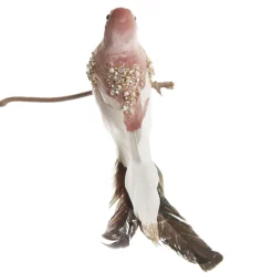 Pink Velvet Bird with Sequins Butterflies And Birds|