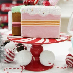 Pink Velvet Cake Slice with Frosting and Sprinkles Tree Decoration Christmas Tree Decorations|
