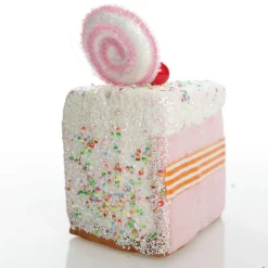 Pink Velvet Cake Slice with Frosting and Sprinkles Tree Decoration Christmas Tree Decorations|