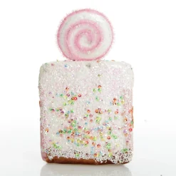 Pink Velvet Cake Slice with Frosting and Sprinkles Tree Decoration Christmas Tree Decorations|
