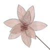Pink Velvet Flower Stem with Silver Trim Christmas Flowers|