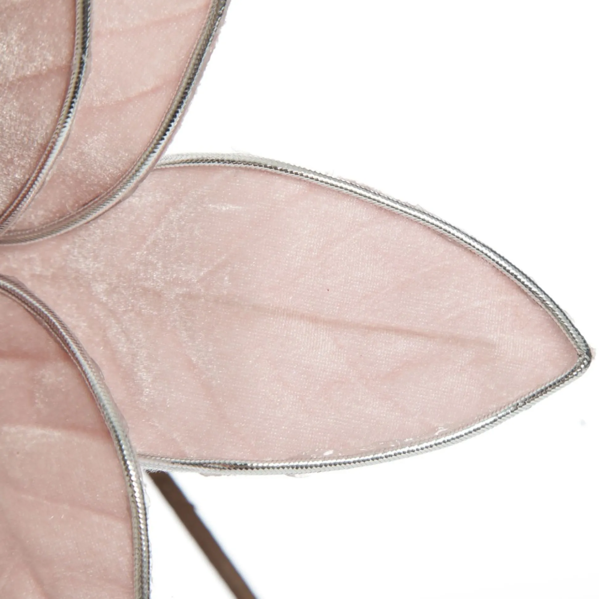 Pink Velvet Flower Stem with Silver Trim Christmas Flowers|