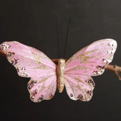 Pink with Purple Sequins Butterfly Clip Butterflies And Birds|