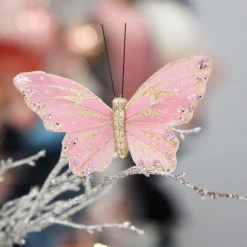 Pink with Purple Sequins Butterfly Clip Butterflies And Birds|