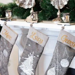 Plain Chrome Christmas Stocking Hanger - Set of 2 Stocking Hangers|