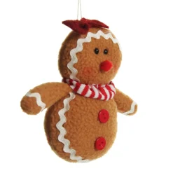 Plush Gingerbread with Red Bow Tree Decoration Christmas Tree Decorations|