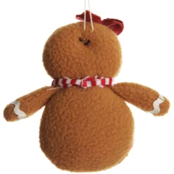 Plush Gingerbread with Red Bow Tree Decoration Christmas Tree Decorations|