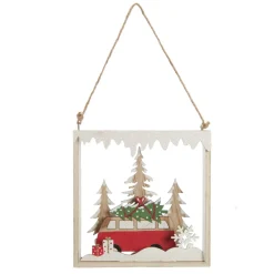 Plywood Winter Combi Christmas Scene Hanging Tree Decoration Christmas Tree Decorations|