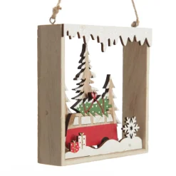 Plywood Winter Combi Christmas Scene Hanging Tree Decoration Christmas Tree Decorations|