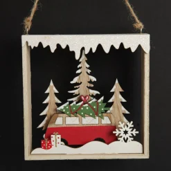 Plywood Winter Combi Christmas Scene Hanging Tree Decoration Christmas Tree Decorations|