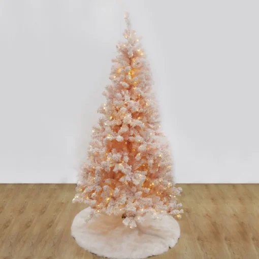 Pre-lit Snow Flocked Pink Fir Christmas Tree Christmas Trees|