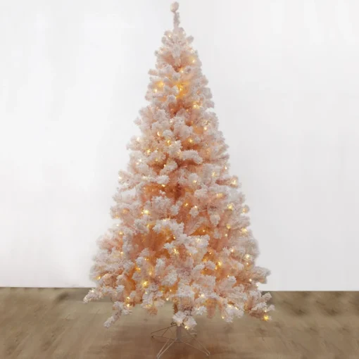 Pre-lit Snow Flocked Pink Fir Christmas Tree Christmas Trees|