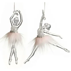 Pretty Pink Ballerina Christmas Decoration Pack of 2 Christmas Tree Decorations|