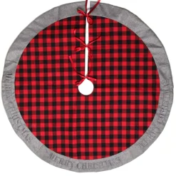 Red and Black Buffalo Check Christmas Tree Skirt Christmas Tree Skirts|