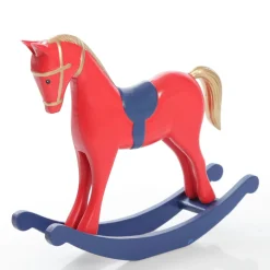 Red and Blue Rocking Horse Christmas Ornament Christmas Ornaments|