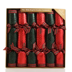 Red and Green Christmas Bon Bons with Tartan Ribbon Christmas Bon Bons|