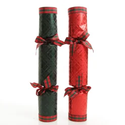 Red and Green Christmas Bon Bons with Tartan Ribbon Christmas Bon Bons|