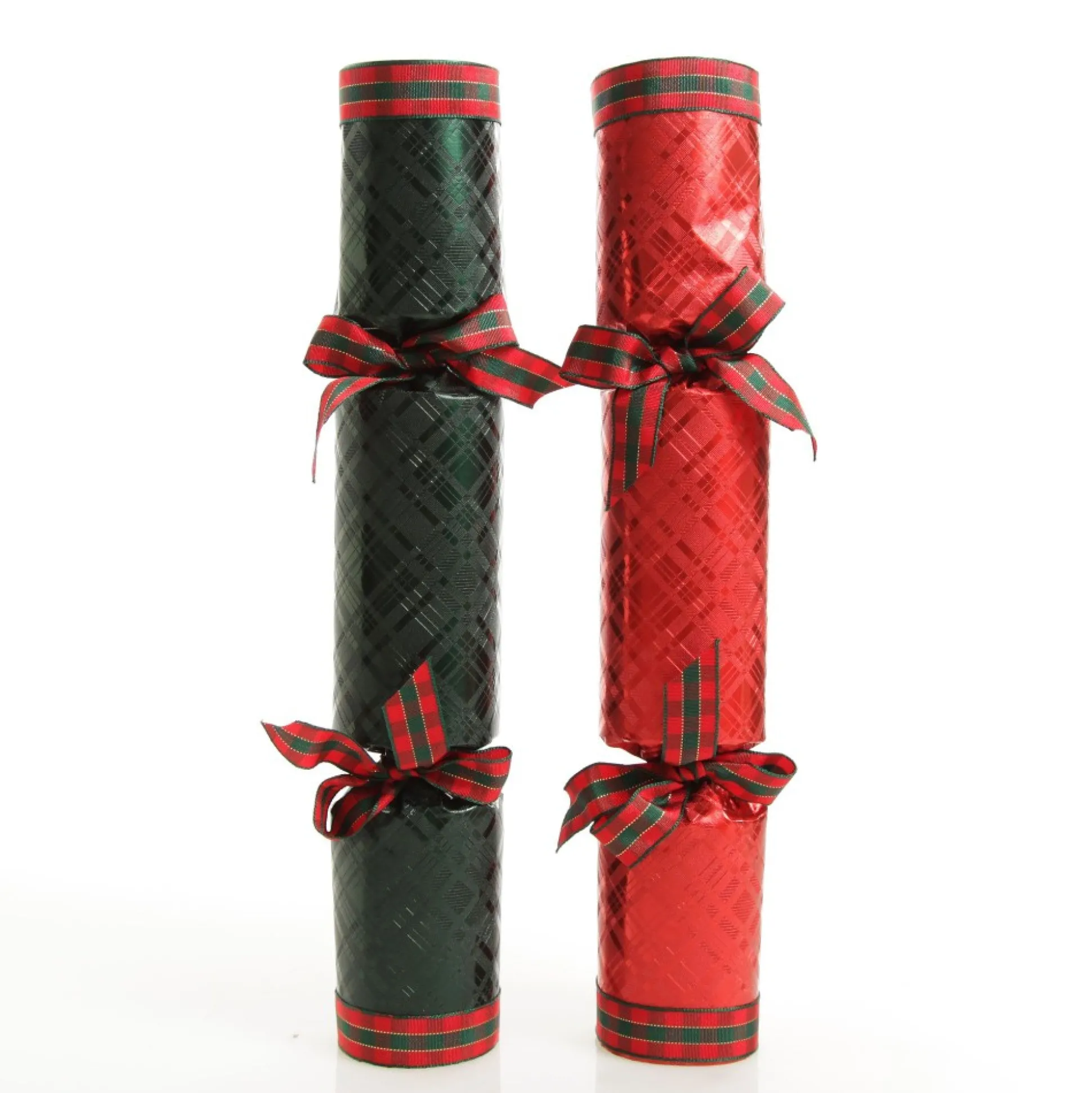 Red and Green Christmas Bon Bons with Tartan Ribbon Christmas Bon Bons|