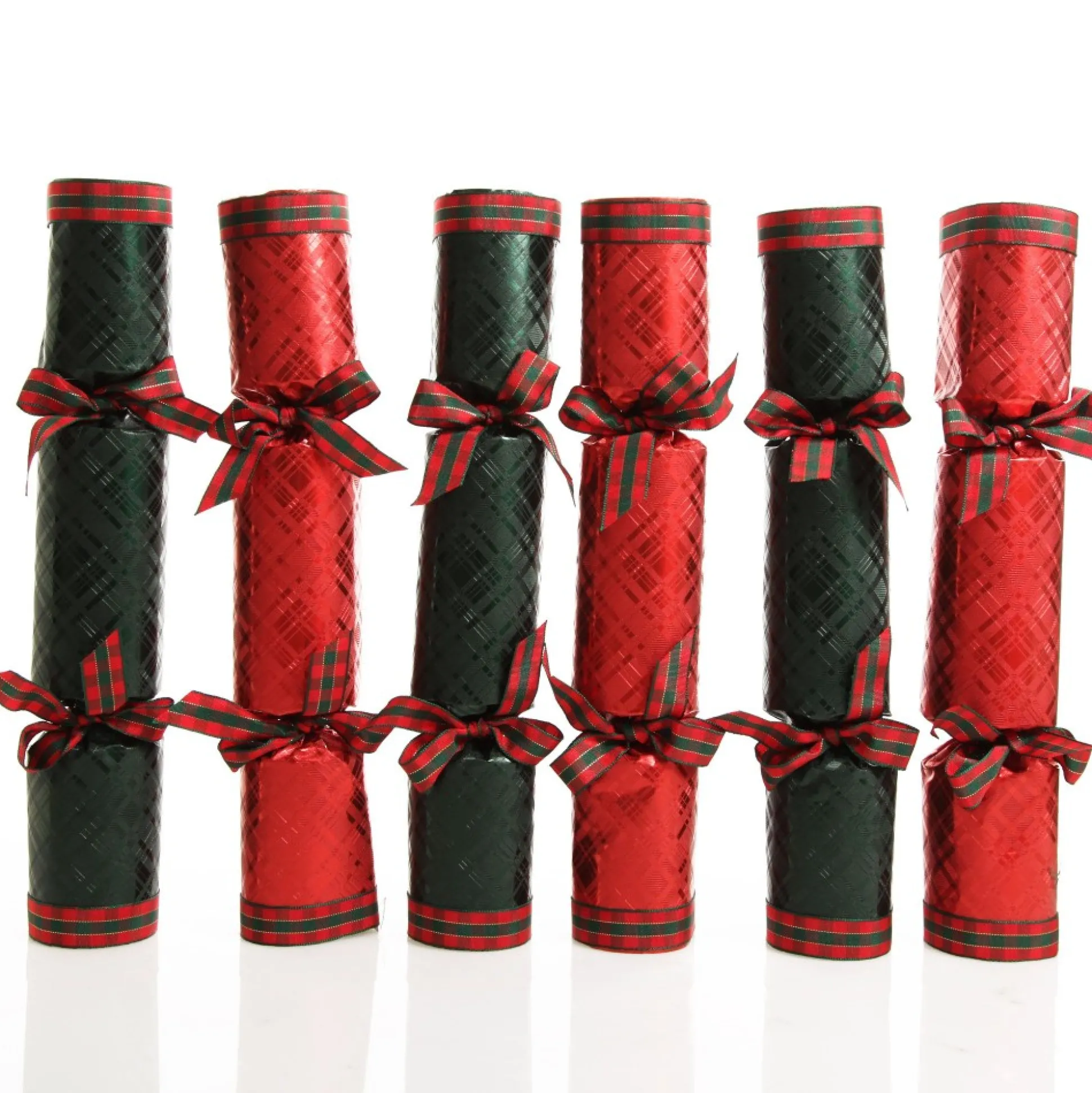 Red and Green Christmas Bon Bons with Tartan Ribbon Christmas Bon Bons|