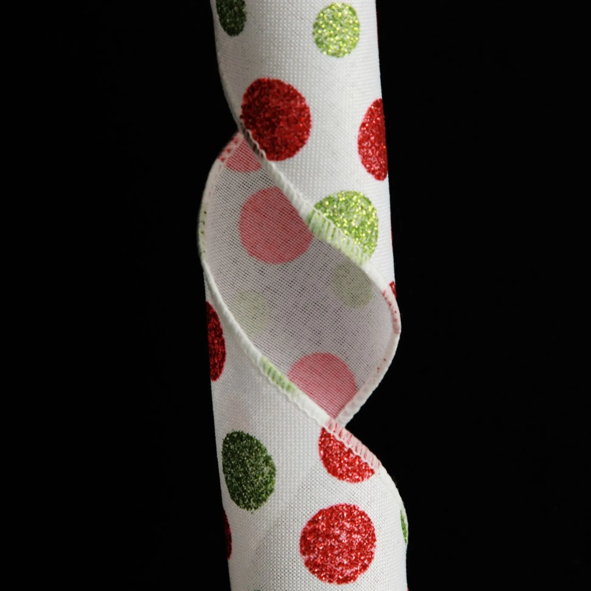 Red and Green Dots Wired Christmas Ribbon Ribbons|