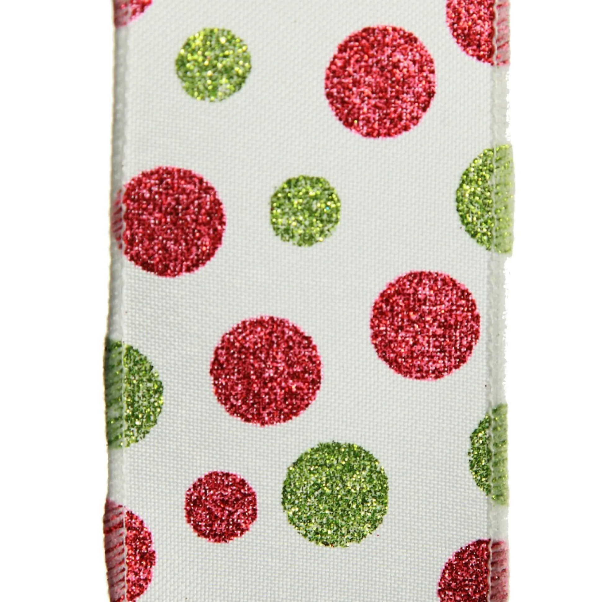 Red and Green Dots Wired Christmas Ribbon Ribbons|