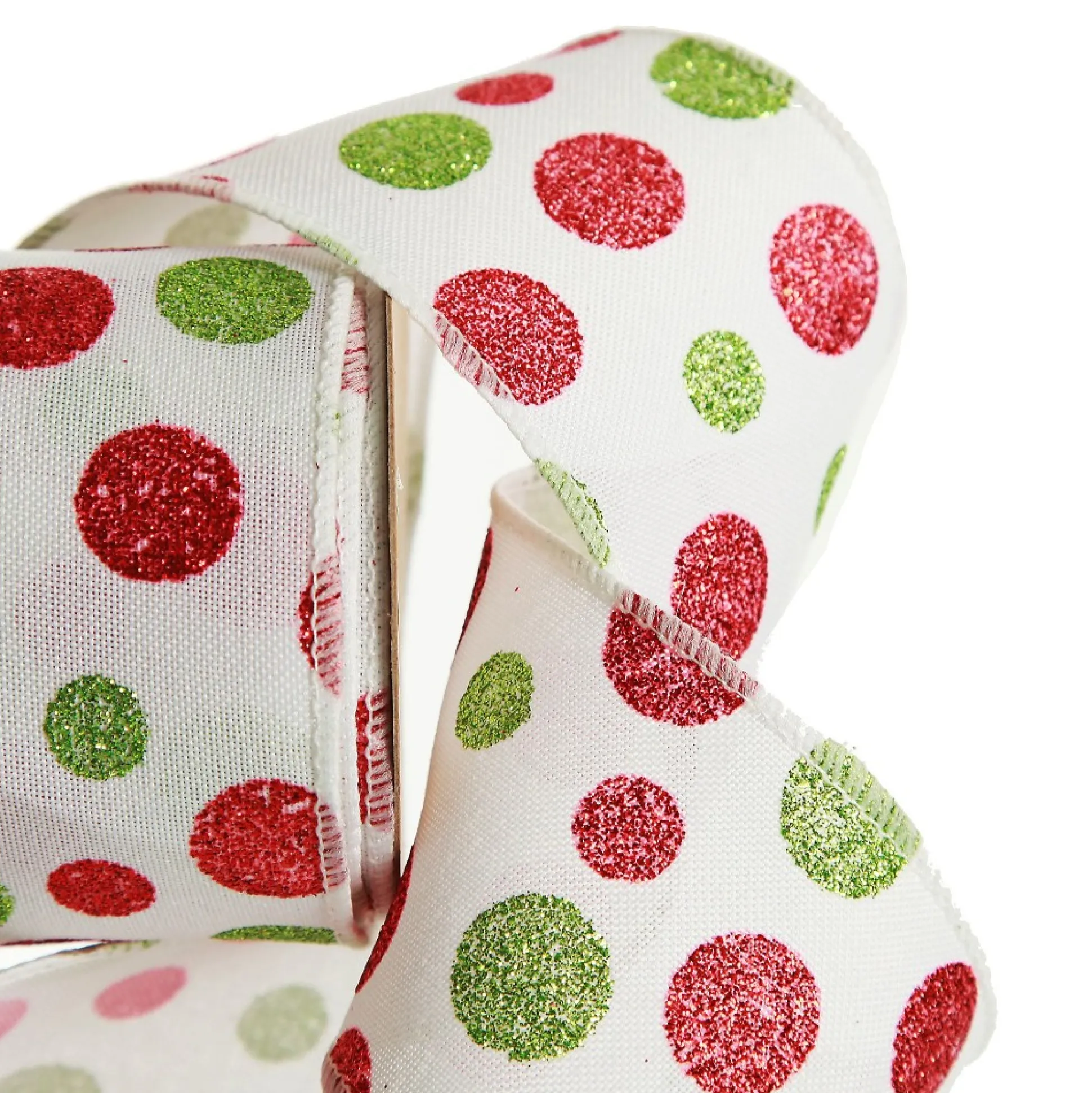 Red and Green Dots Wired Christmas Ribbon Ribbons|