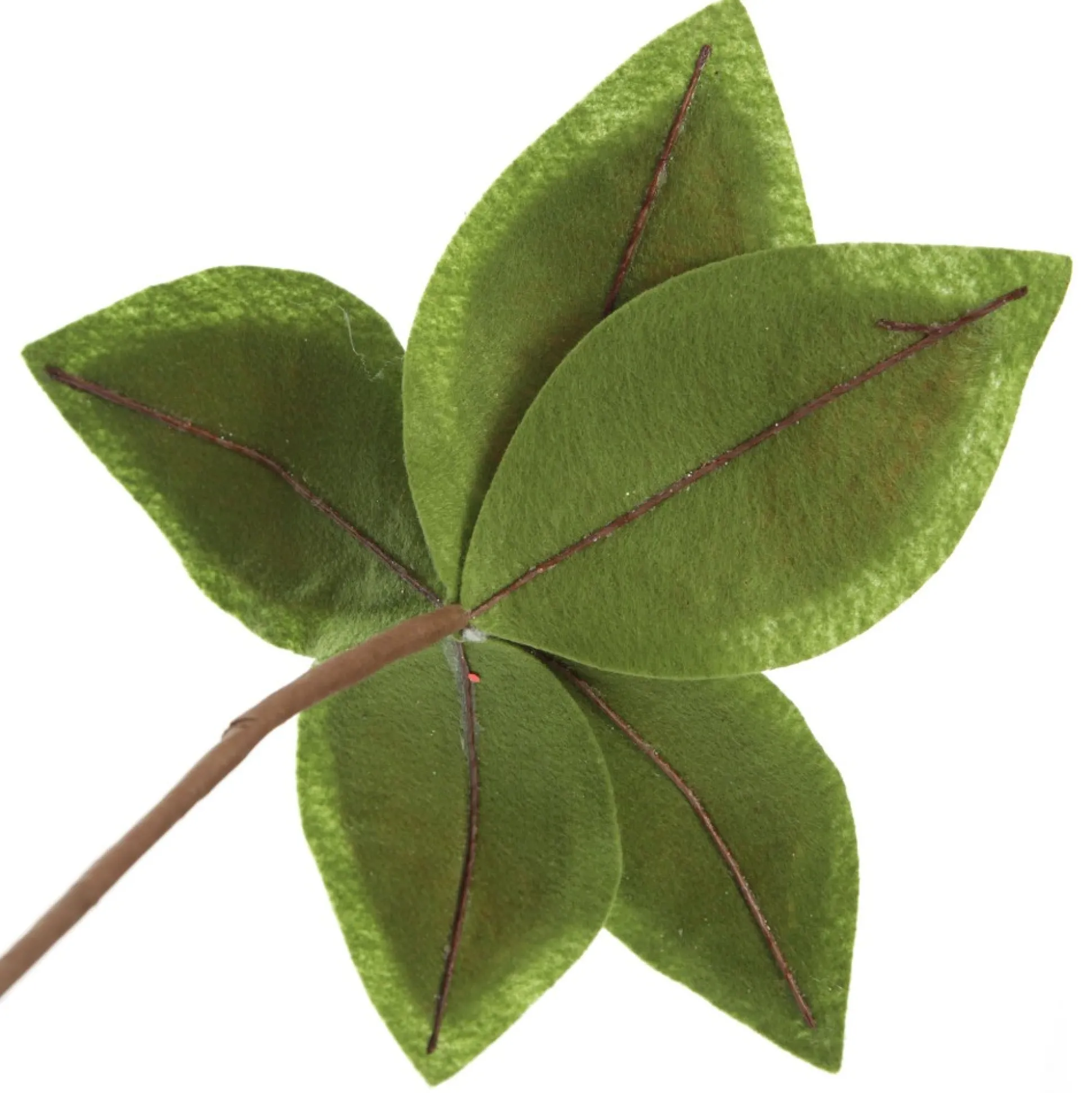 Red and Green Felt Flower Stem with Fur Trim Christmas Flowers|