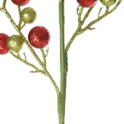 Red and Green Glitter Ball Christmas Pick Christmas Tree Picks|