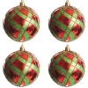 Red and Green Harlequin Christmas Baubles - Set of 4 Christmas Bauble Sets|