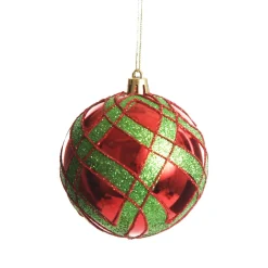 Red and Green Harlequin Christmas Baubles - Set of 4 Christmas Bauble Sets|