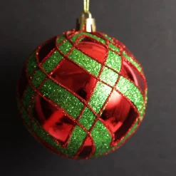 Red and Green Harlequin Christmas Baubles - Set of 4 Christmas Bauble Sets|