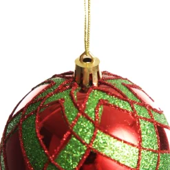 Red and Green Harlequin Christmas Baubles - Set of 4 Christmas Bauble Sets|