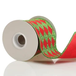 Red and Green Harlequin Pattern Christmas Ribbon Garland Tree Garlands|