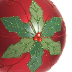 Red and Green Painted Holly and Tartan Christmas Baubles - Set of 2 Christmas Bauble Sets|