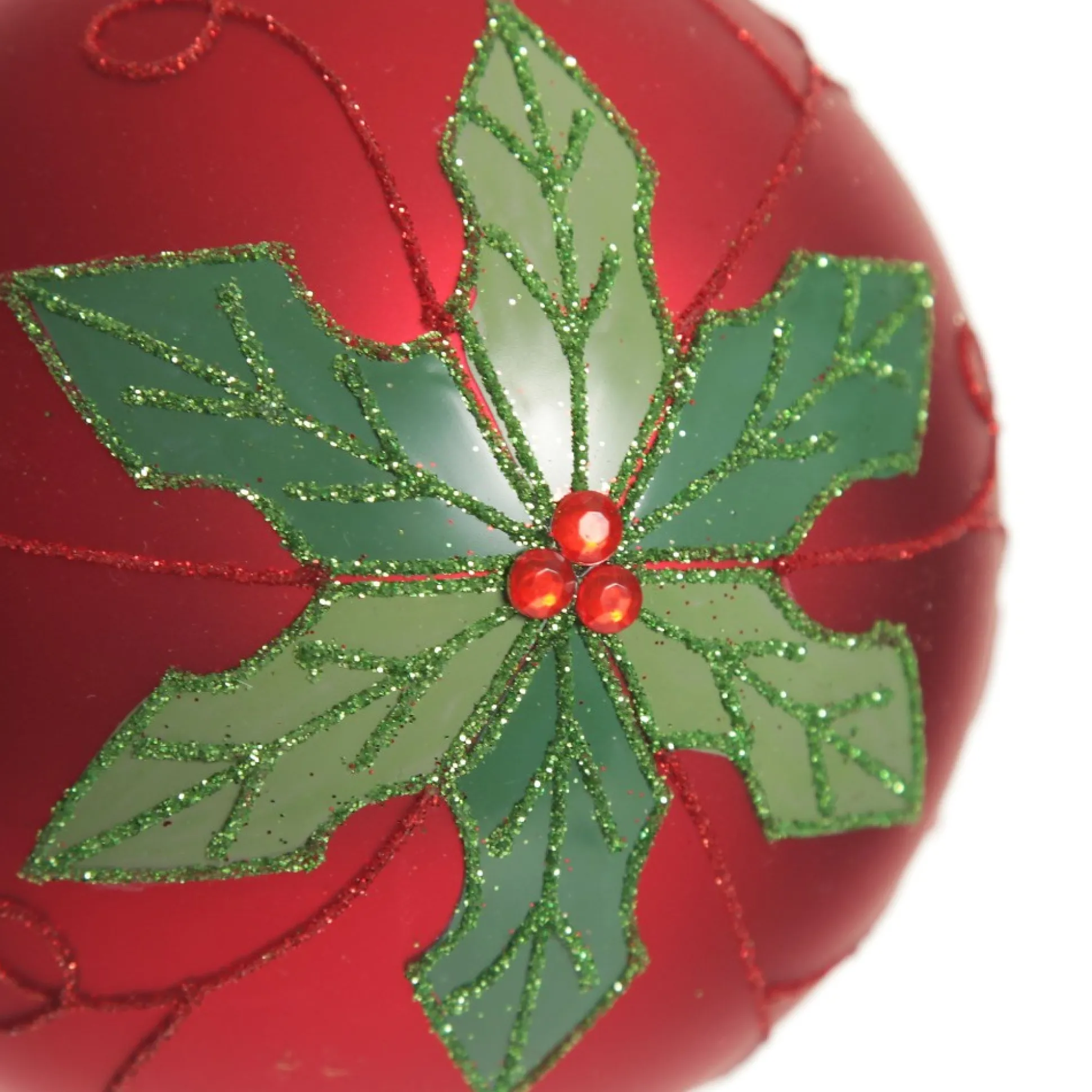 Red and Green Painted Holly and Tartan Christmas Baubles - Set of 2 Christmas Bauble Sets|
