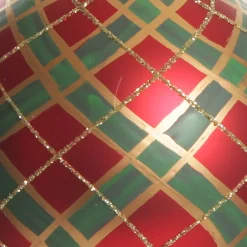 Red and Green Painted Holly and Tartan Christmas Baubles - Set of 2 Christmas Bauble Sets|