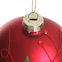 Red and Green Painted Holly and Tartan Christmas Baubles - Set of 2 Christmas Bauble Sets|