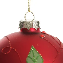 Red and Green Painted Holly and Tartan Christmas Baubles - Set of 2 Christmas Bauble Sets|
