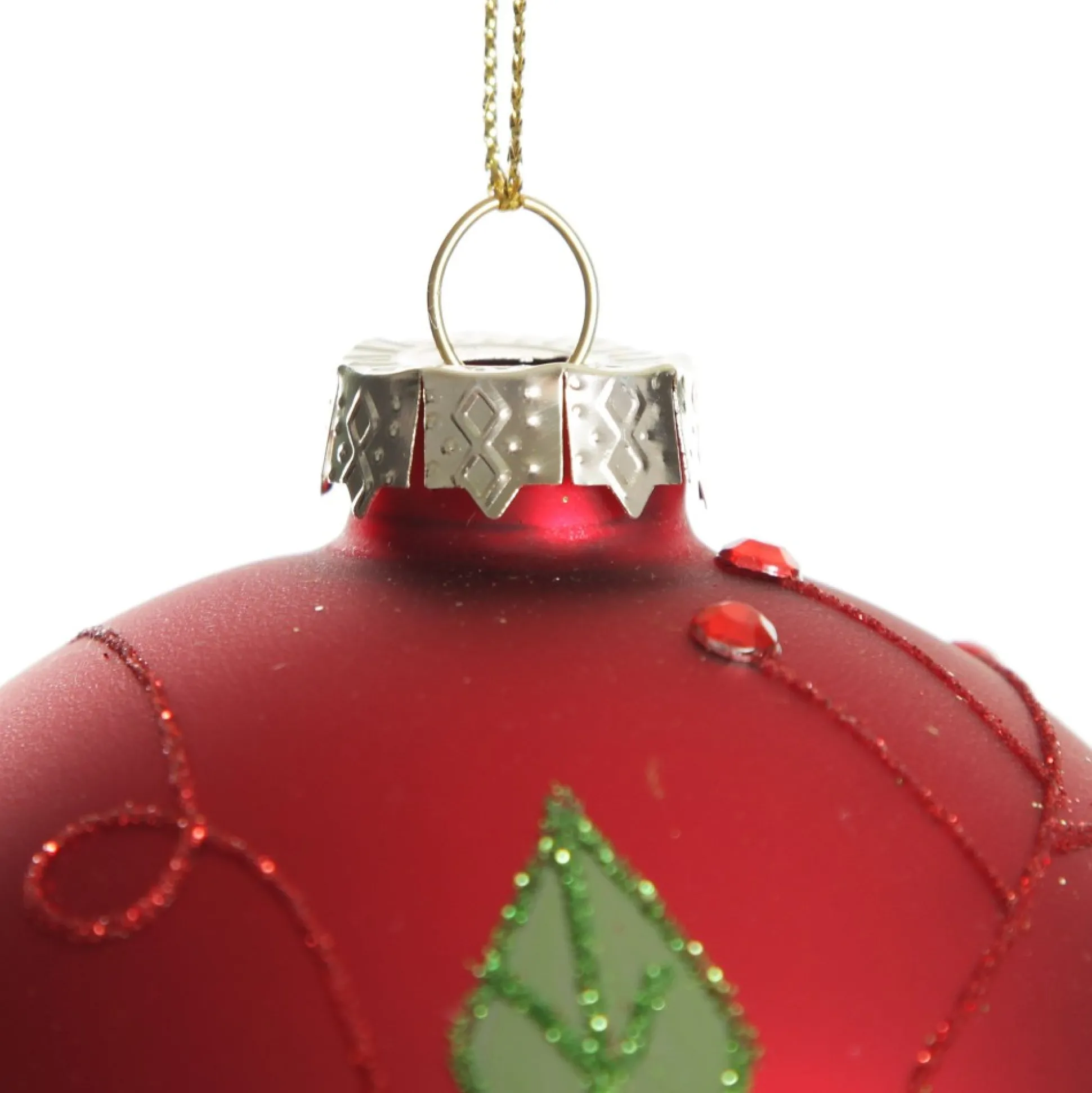 Red and Green Painted Holly and Tartan Christmas Baubles - Set of 2 Christmas Bauble Sets|