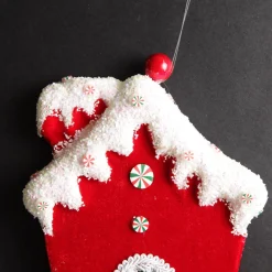 Red and Green Velvet Christmas House Tree Decoration Christmas Tree Decorations|