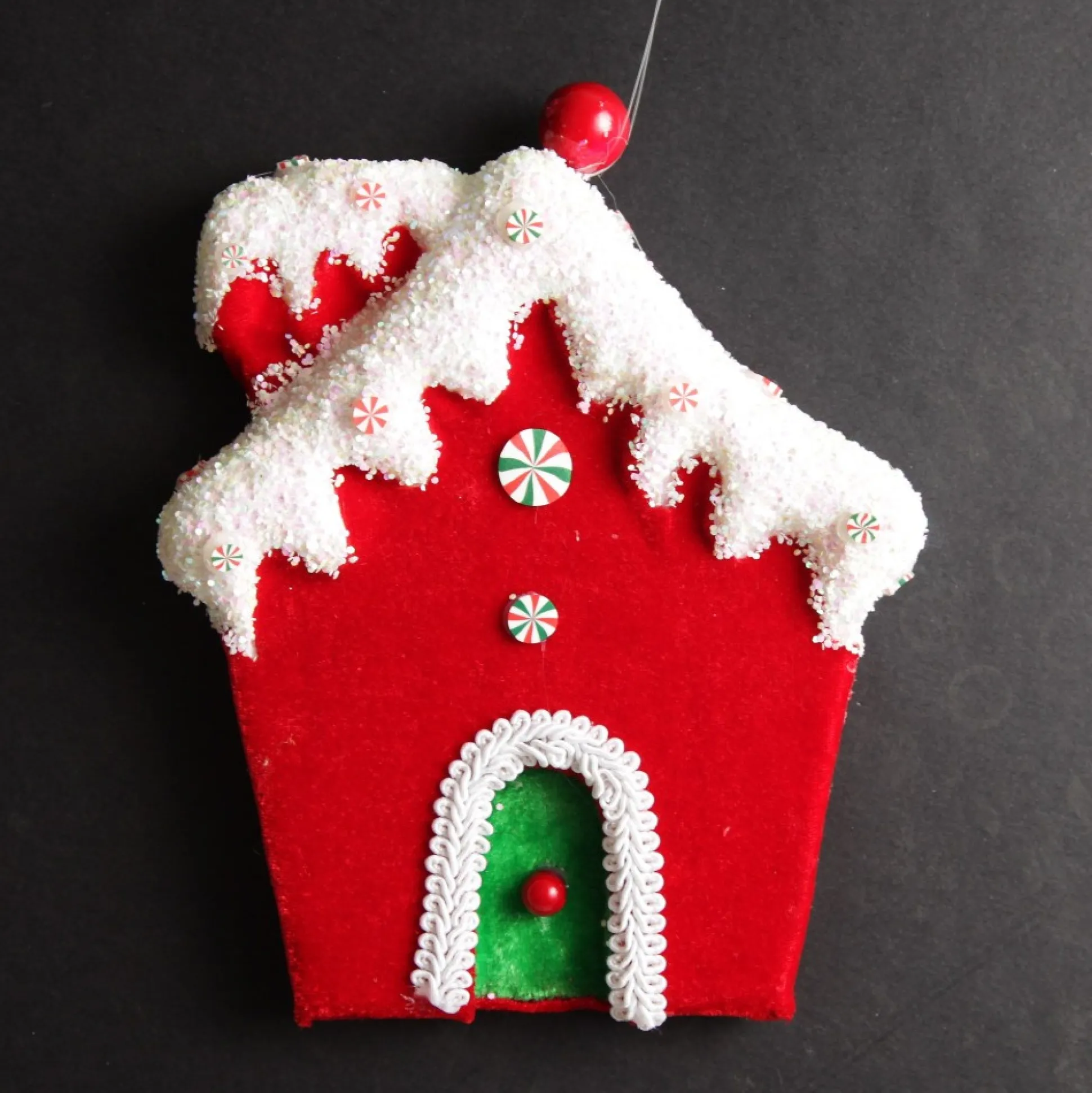 Red and Green Velvet Christmas House Tree Decoration Christmas Tree Decorations|