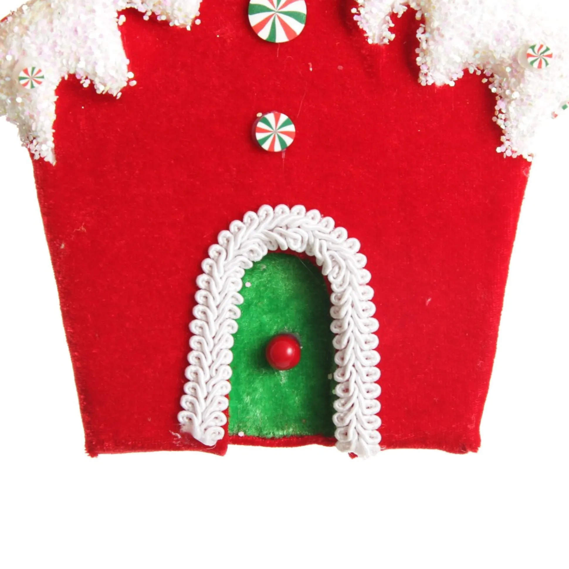 Red and Green Velvet Christmas House Tree Decoration Christmas Tree Decorations|