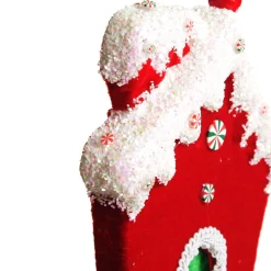 Red and Green Velvet Christmas House Tree Decoration Christmas Tree Decorations|