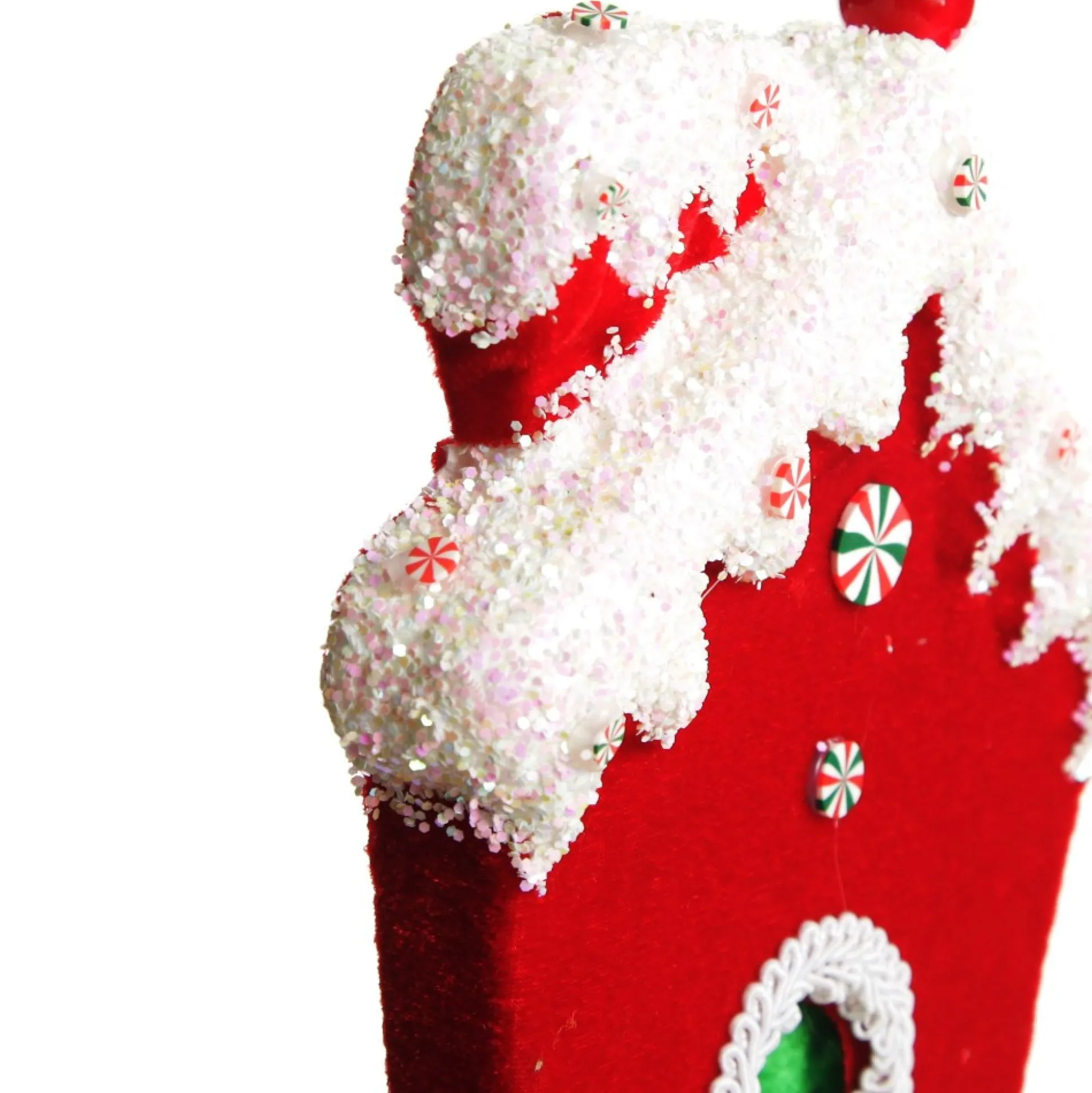 Red and Green Velvet Christmas House Tree Decoration Christmas Tree Decorations|