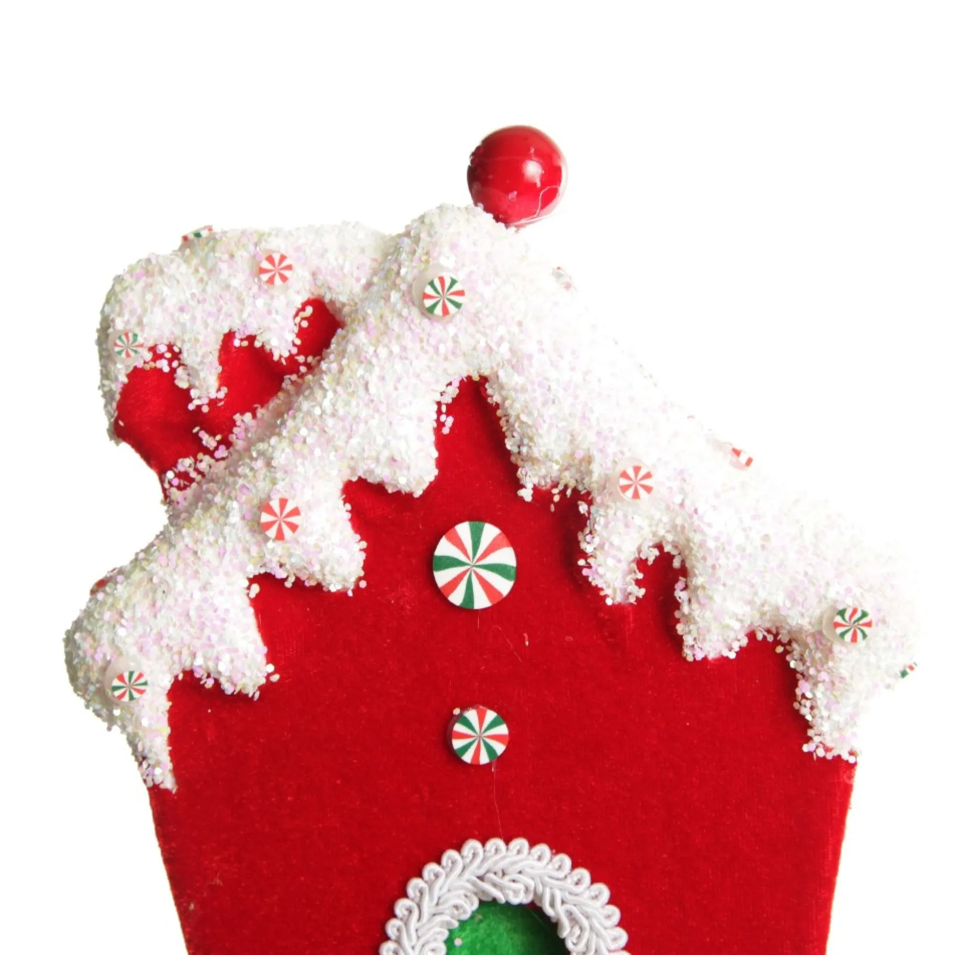 Red and Green Velvet Christmas House Tree Decoration Christmas Tree Decorations|