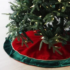 Red and Green Velvet Christmas Tree Skirt Christmas Tree Skirts|