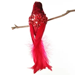 Red and Sequin Feather Bird Clip Butterflies And Birds|